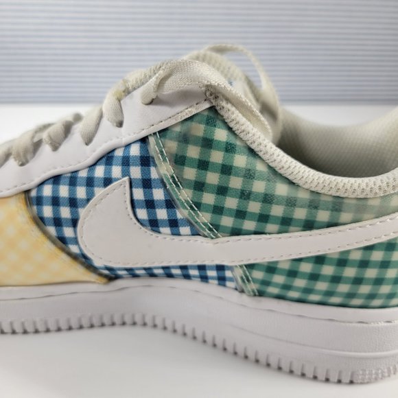 Nike RARE Air Force 1 Low QS Gingham Pack Print Platform Sneakers Size 6… - Picture 11 of 11
